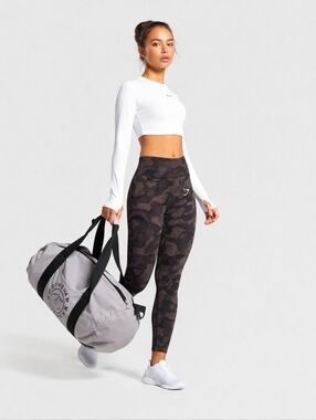 Gymshark Womens Leggings Adapt Camo Seamless Ribbed Small Black Brown